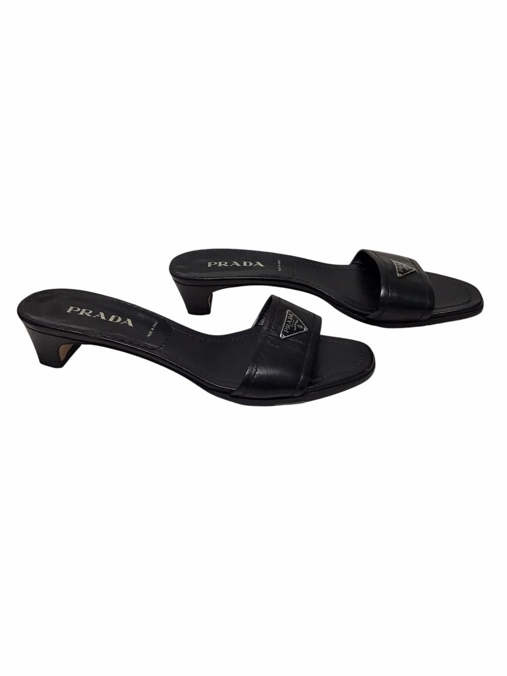 Prada Black LogoTriangle Slide Mules - Picture 4 of 7